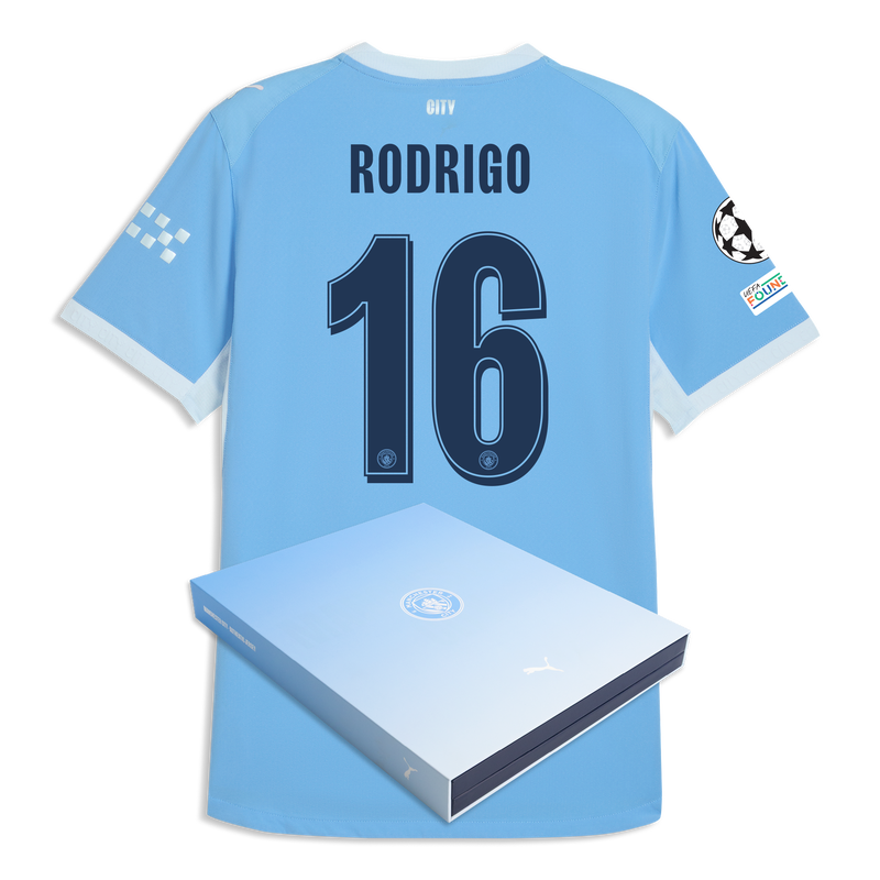Man City Home Authentic Jersey 2026/27 With RODRIGO 16 Printing in Gift Box  blue-icy blue - Check out all Manchester City t-shirts online