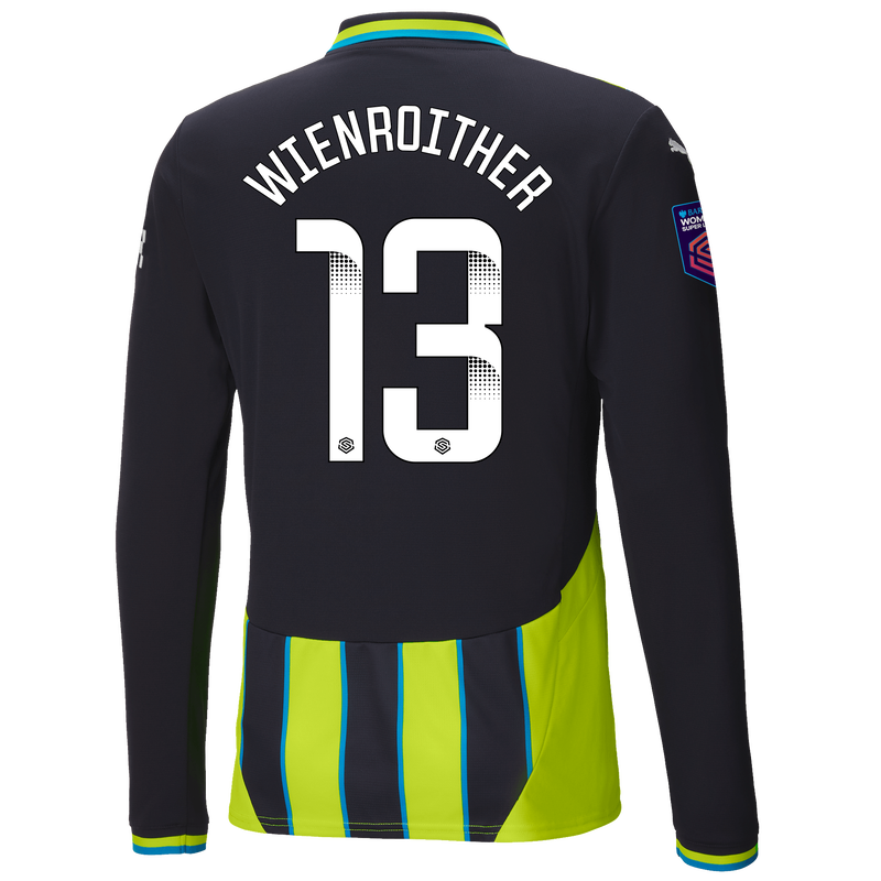 Man City Away Jersey 24/25 Long Sleeve With WIENROITHER 13 printing new navy - Size L from polyester for males  - Official Manchester City FC store