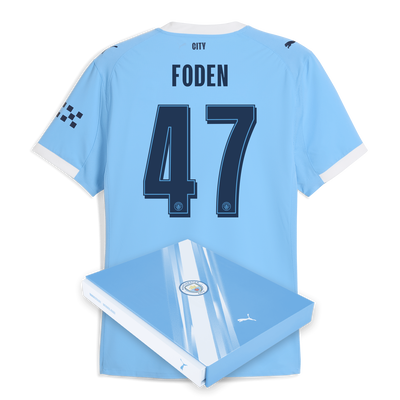 Manchester City Home Authentic Jersey 2025/26 With FODEN 47 Printing in Gift Box