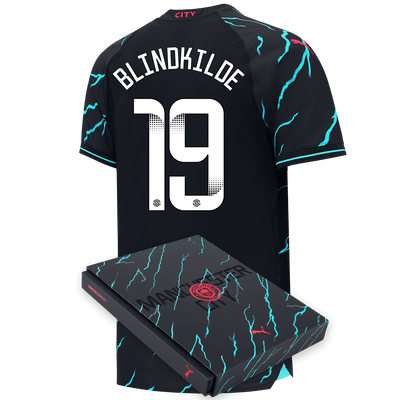 Manchester City Authentic Third Jersey 2023/24 with BLINDKILDE 19 printing in Gift Box