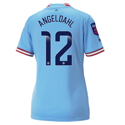 Women's Manchester City Home Jersey 22/23 with ANGELDAHL 12 printing