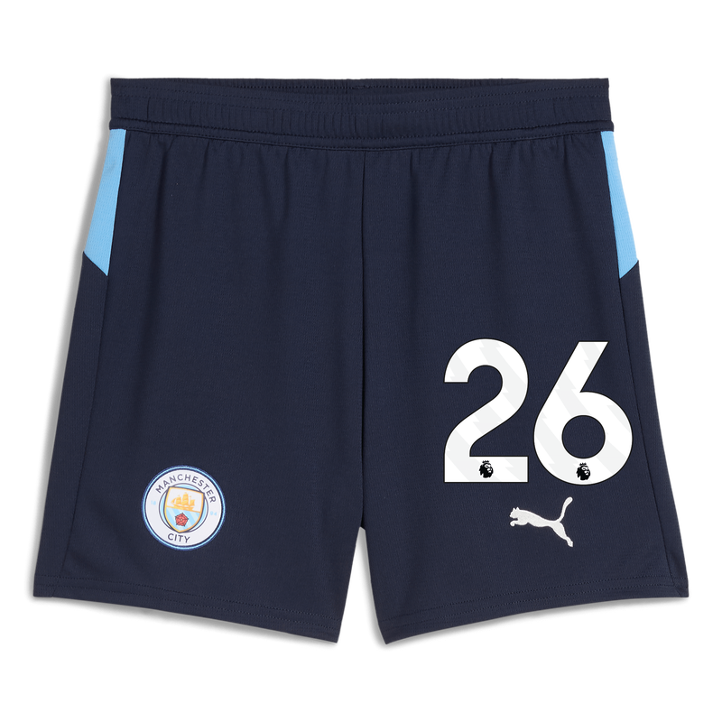 Kids' Man City Football Shorts 2025/26 with #26 navy unisex - Size 11/12 from polyester  - Official Manchester City FC store