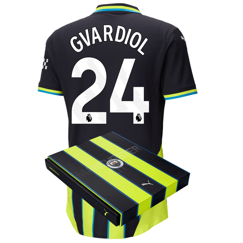 Man City Authentic Away Jersey 24/25 with GVARDIOL 24 printing in Gift Box new navy - Size XXL from polyester for males  - Official Manchester City FC store