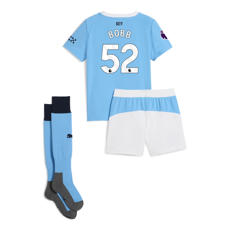 Man City Home Mini Kit 2025/26 With BOBB 52 Printing  blue - Check out all Manchester City t-shirts online - Official Manchester City FC store