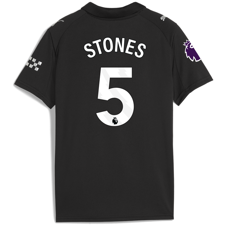 Kids' Man City Away Jersey 2025/26 With STONES 5 Printing black unisex - Size 11/12 from polyester  - Official Manchester City FC store