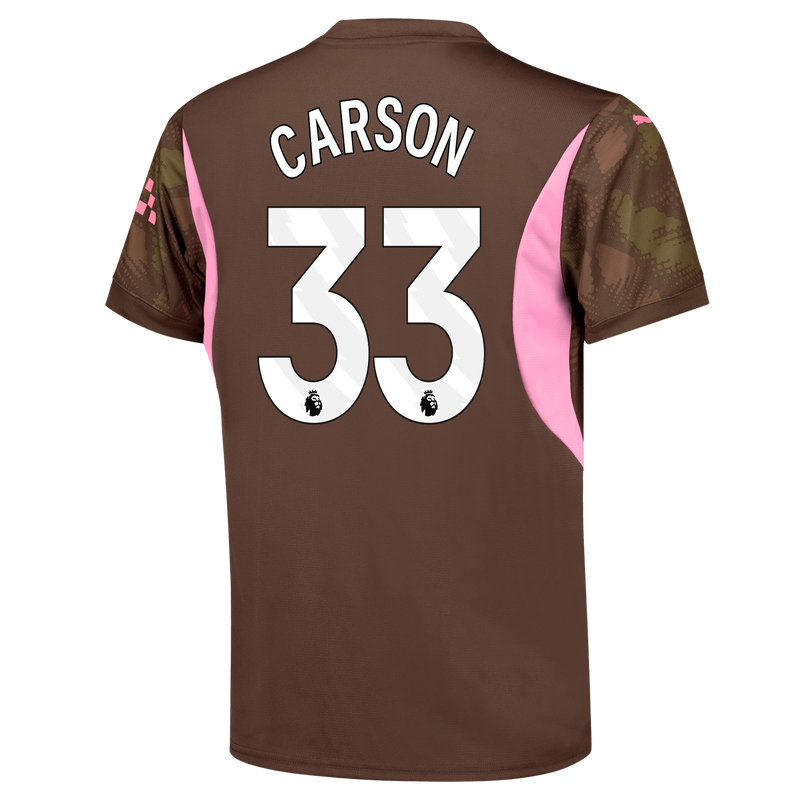 Kids' Man City Goalkeeper Jersey 24/25 With CARSON 33 Printing brown unisex - Size 13/14 from polyester  - Official Manchester City FC store