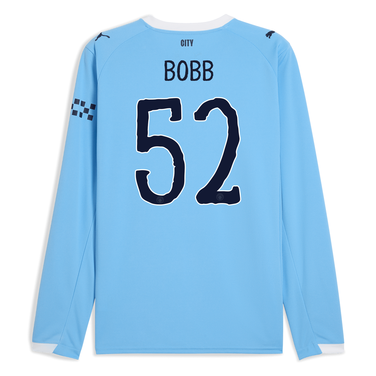Manchester City Home Jersey 2025/26 Long Sleeve With BOBB 52