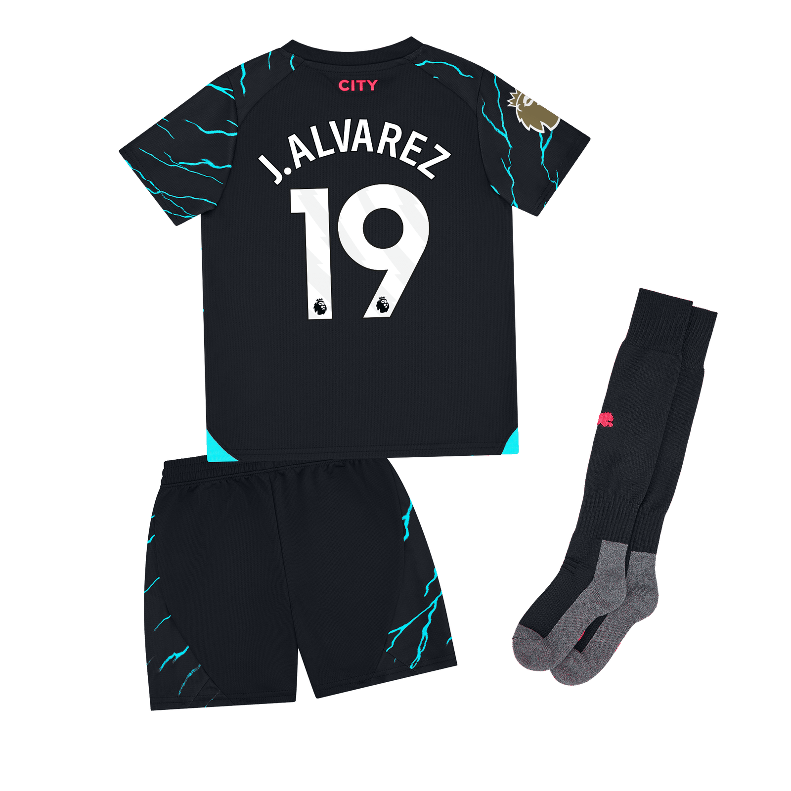 Official manchester City Third Jersey 2023 24 With J. Alvarez 19