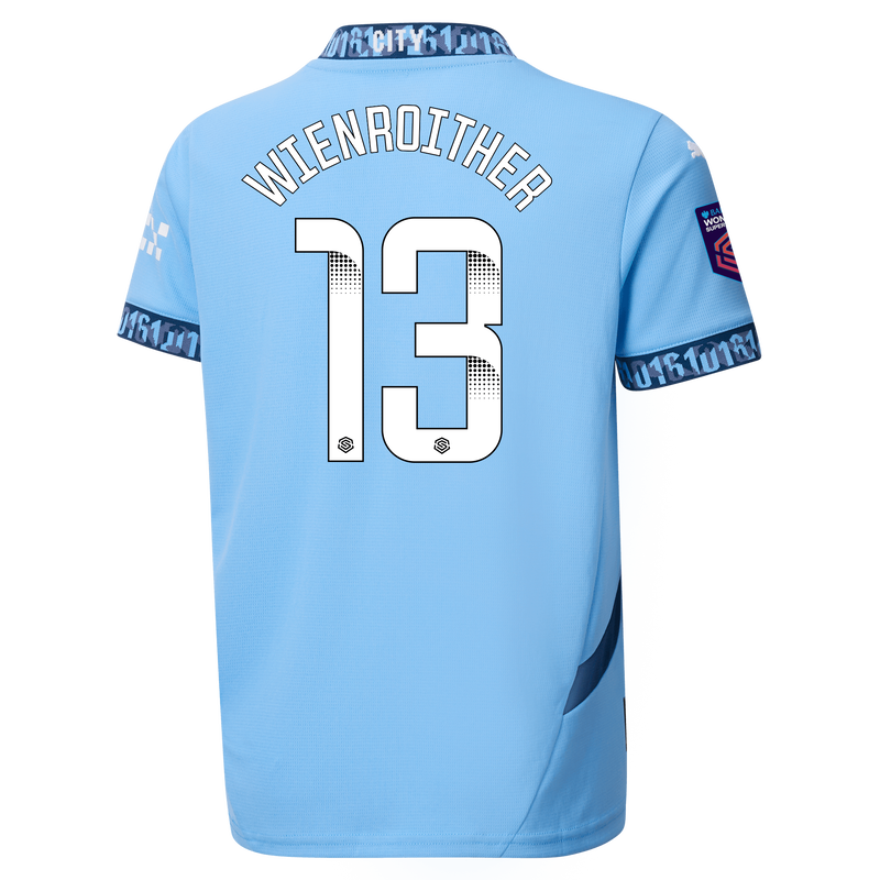 Kids' Man City Home Jersey 24/25 With WIENROITHER 13 printing  blue unisex - Size 9/10 from polyester  - Official Manchester City FC store