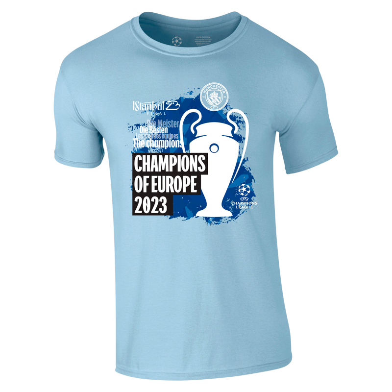 MCFC FW UCL TROPHY TEE - blue