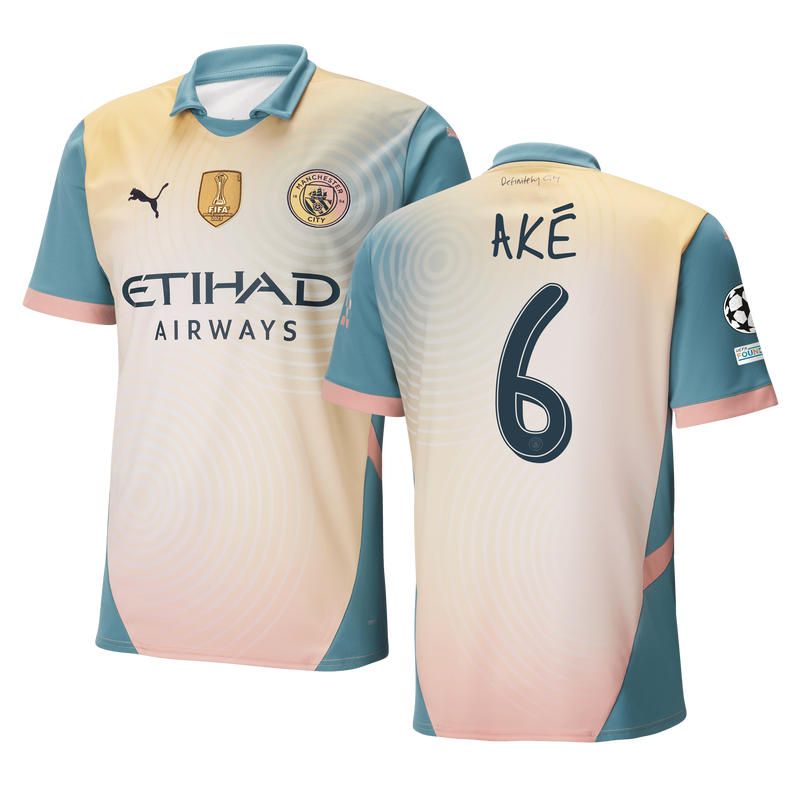 Man City 'Definitely City' Jersey 24/25 With AKÉ 6 printing pink - Size M from polyester for males  - Official Manchester City FC store