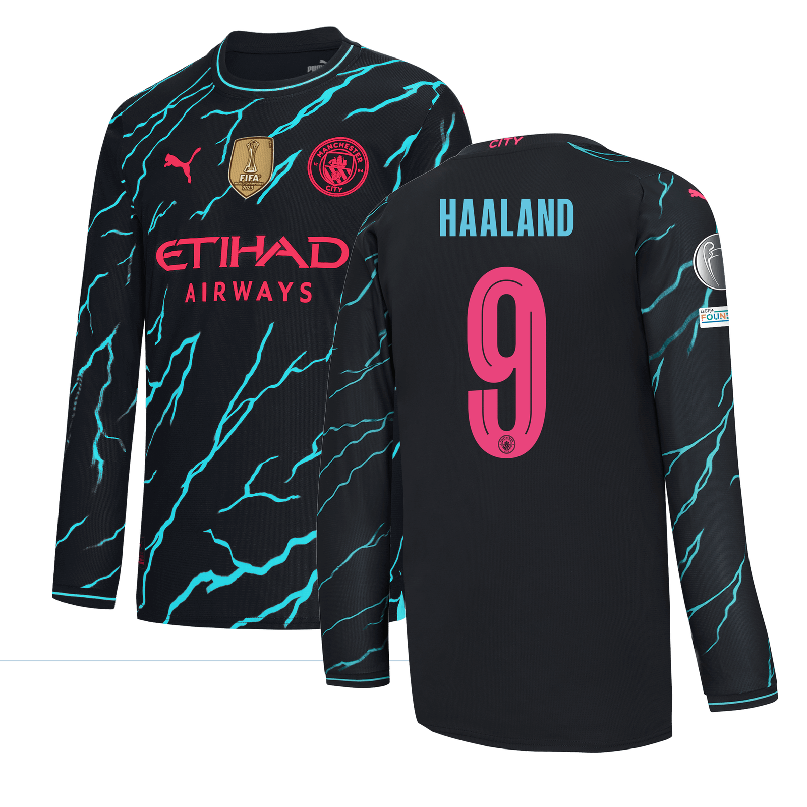 Camiseta Manga Larga 3ª Equipación Manchester City 2023/24 con estampado de  HAALAND 9