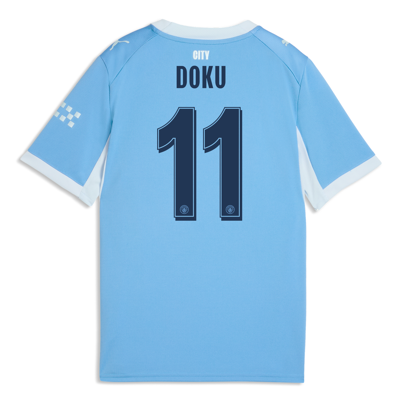 Kids' Manchester City Home Jersey 2026/27 With DOKU 11 Printing