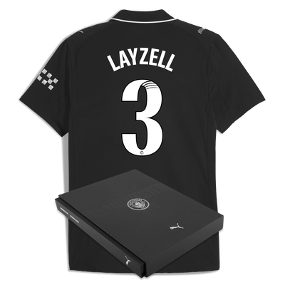 Manchester City Away Authentic Jersey 2025/26 With LAYZELL 3 Printing in Gift Box