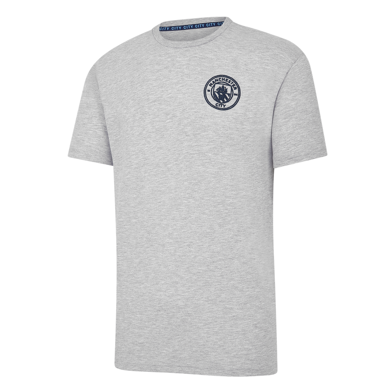 MCFC MENS SS CHECK PJ - navy