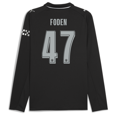 Manchester City Away Jersey 2025/26 Long Sleeve With FODEN 47 Printing