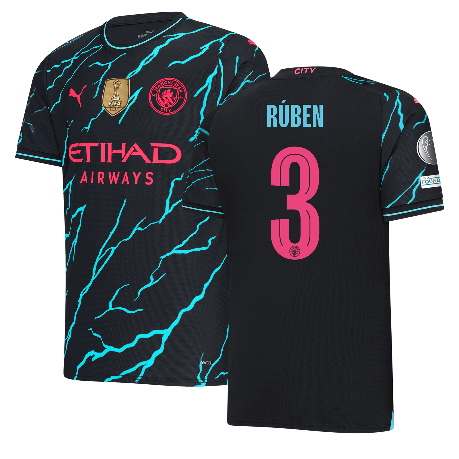 Manchester City Third Jersey 2023/24 with RÚBEN 3 printing ...