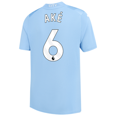 Kids' Manchester City Home Jersey 2023/24 with AKÉ 6 printing