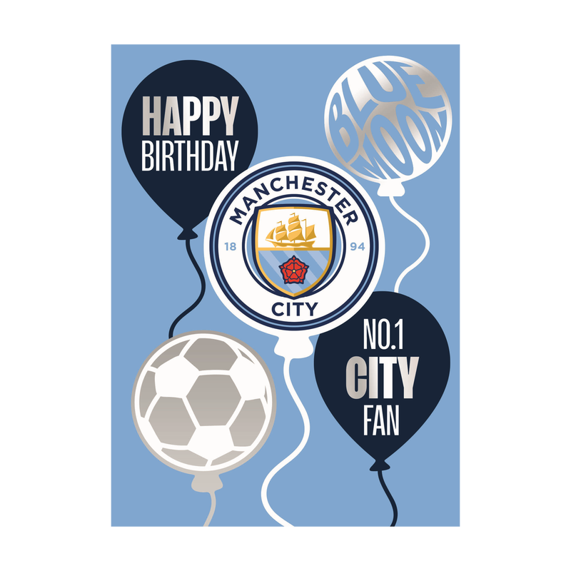 MCFC FW BDAY BALLOONS CARD - BLUE