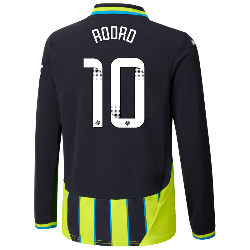 Kids' Man City Away Jersey 24/25 Long Sleeve With ROORD 10 Printing new navy unisex - Size 13/14 from polyester  - Official Manchester City FC store