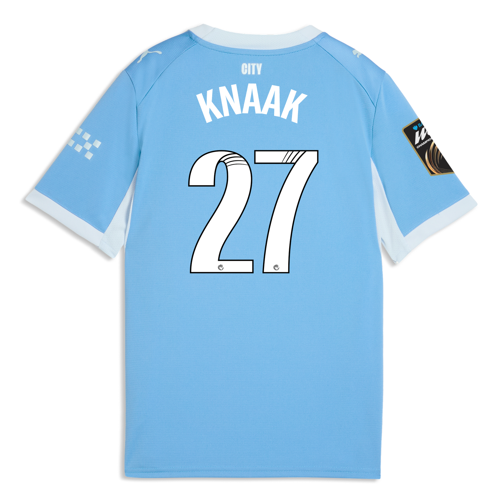 Kids' Manchester City Home Jersey 2026/27 With KNAAK 27 Printing