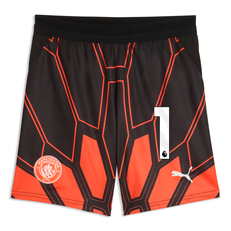 Kids' Man City Goalkeeper Shorts 2026/27 With #1 hot heat-puma black - Check out all Manchester City shorts online - Official Manchester City FC store