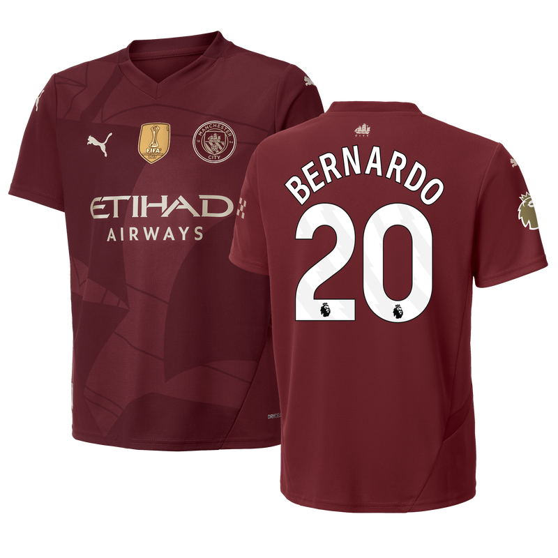 Kids Manchester City Third Jersey 2024 25 With BERNARDO 20 Printing