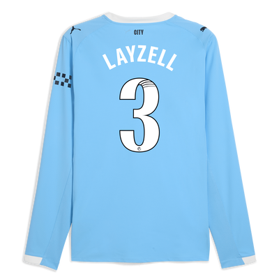 Manchester City Home Authentic Jersey 2025/26 Long Sleeve With LAYZELL 3 Printing