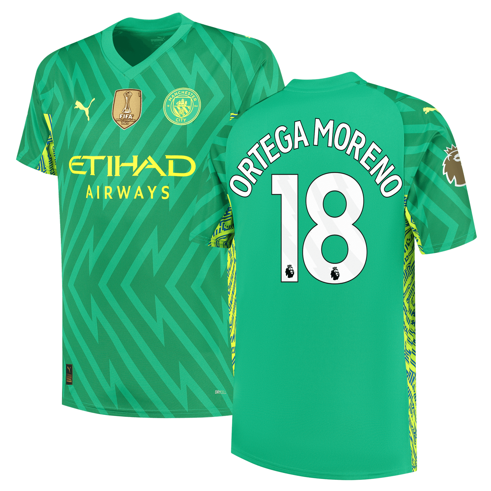 Manchester City Goalkeeper Jersey 2023 24 with ORTEGA MORENO 18 printing
