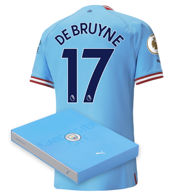 Manchester City Authentic Home Jersey 22/23 with DE BRUYNE 17 printing in Gift Box