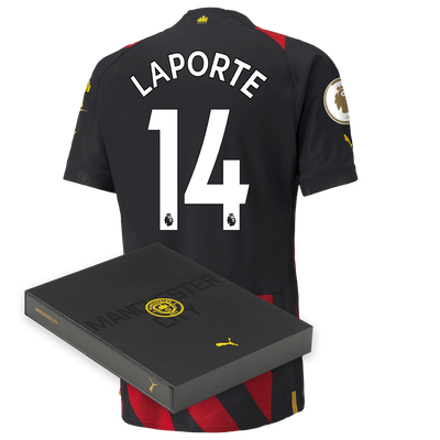 Manchester City Authentic Away Jersey 2022/23 with LAPORTE 14 printing in Gift Box