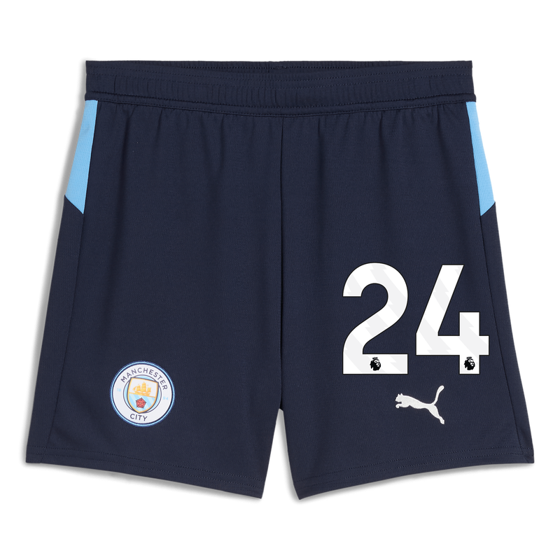 Kids' Man City Football Shorts 2025/26 with #24 navy unisex - Size 7/8 from polyester  - Official Manchester City FC store