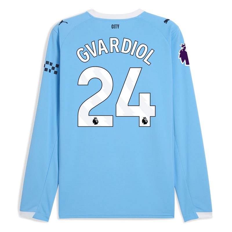 Man City Home Jersey 2025/26 Long Sleeve With GVARDIOL 24 Printing  blue - Check out all Manchester City t-shirts online - Official Manchester City FC store