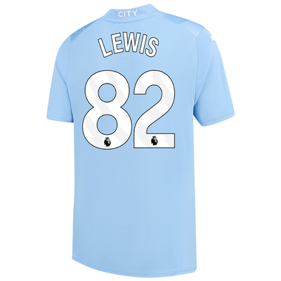 Kids' Manchester City Home Jersey 2023/24 with LEWIS 82 printing