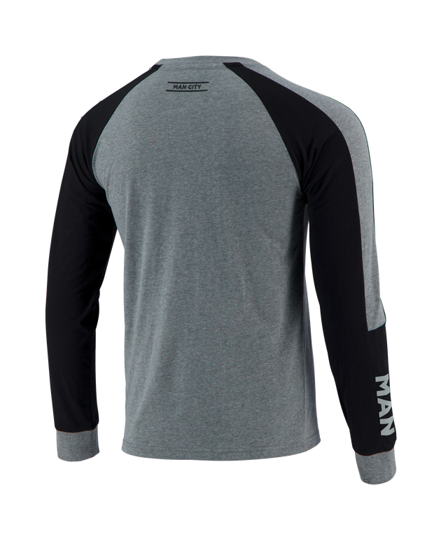 MCFC MENS PANELLED LS TEE - grey / black