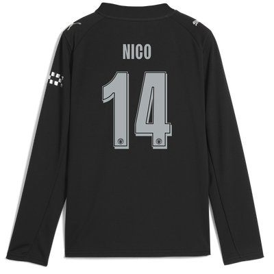 Kinder Manchester City Auswärtstrikot 2025/26 Langarm Mit NICO 14 Druck