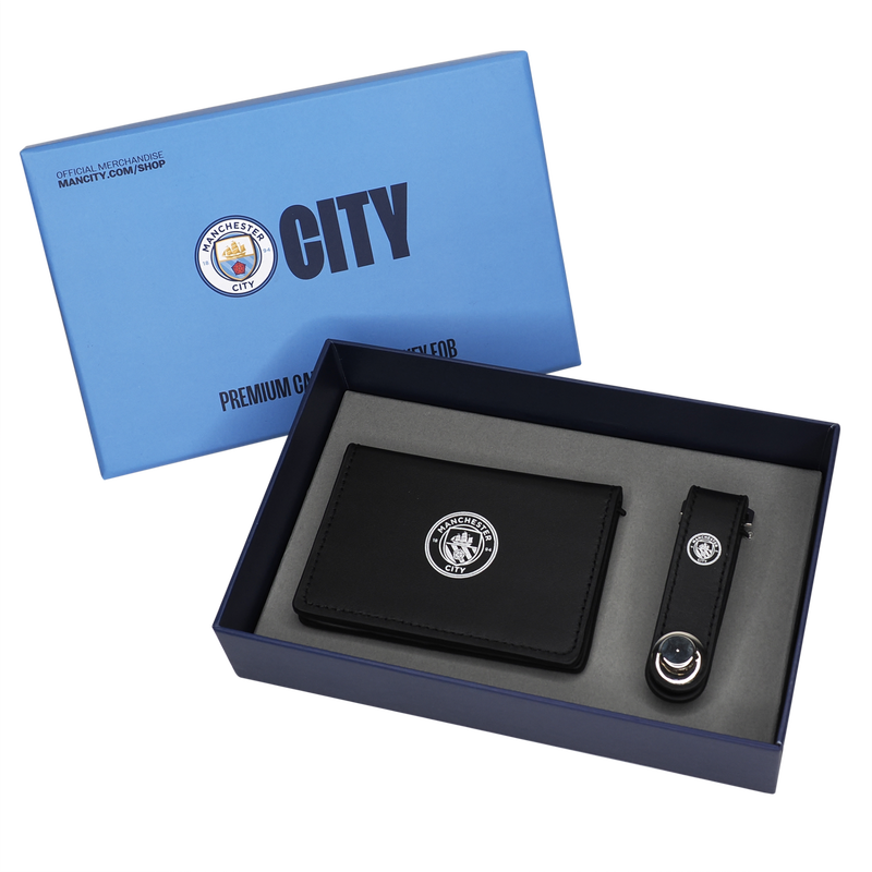 MCFC LUXURY CARDHOLDER &KEYRING - black