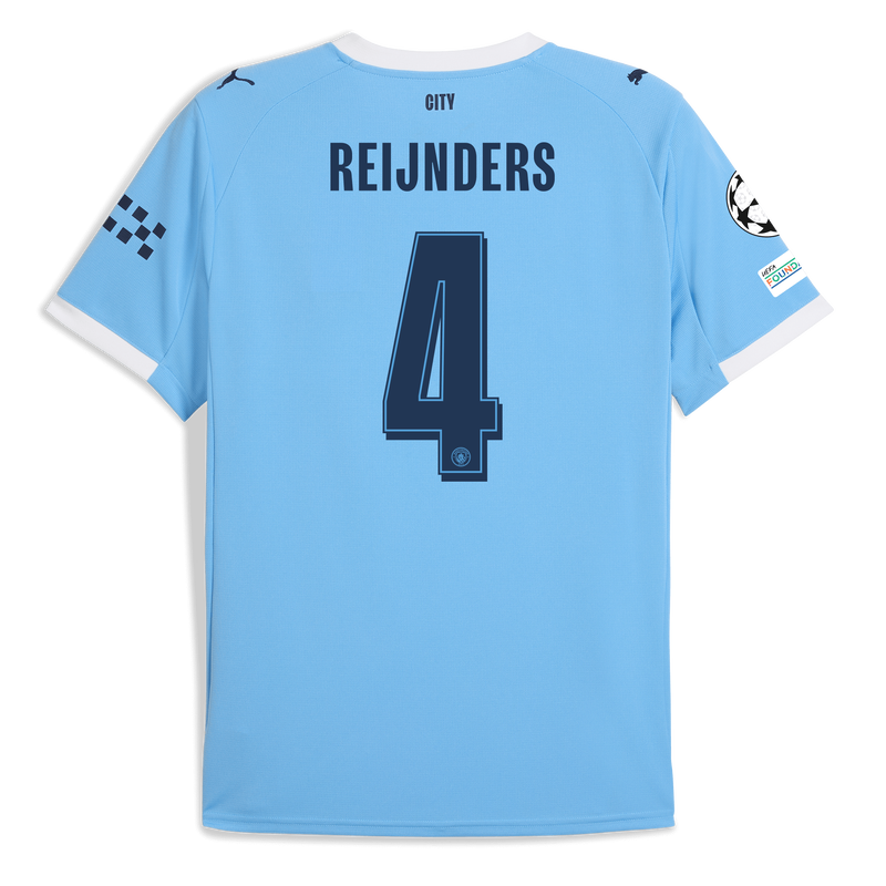 Man City Home Jersey 2025/26 With REIJNDERS 4 Printing  blue - Size S from polyester for males  - Official Manchester City FC store