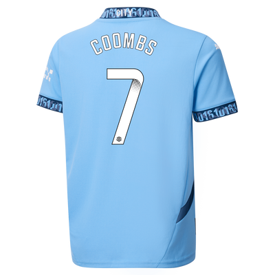 Kids' Manchester City Home Jersey 2024/25 With COOMBS 7 Printing