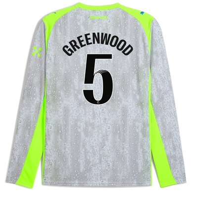 Camiseta Manchester City Tercera 2025/26 de manga larga con estampado de GREENWOOD 5 Printing