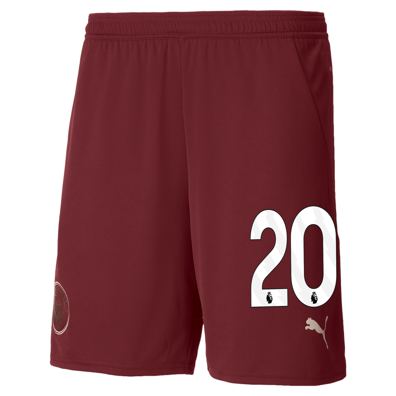 Man City Football Shorts 24/25 with #20 burgundy - Check out all Manchester City shorts online - Official Manchester City FC store