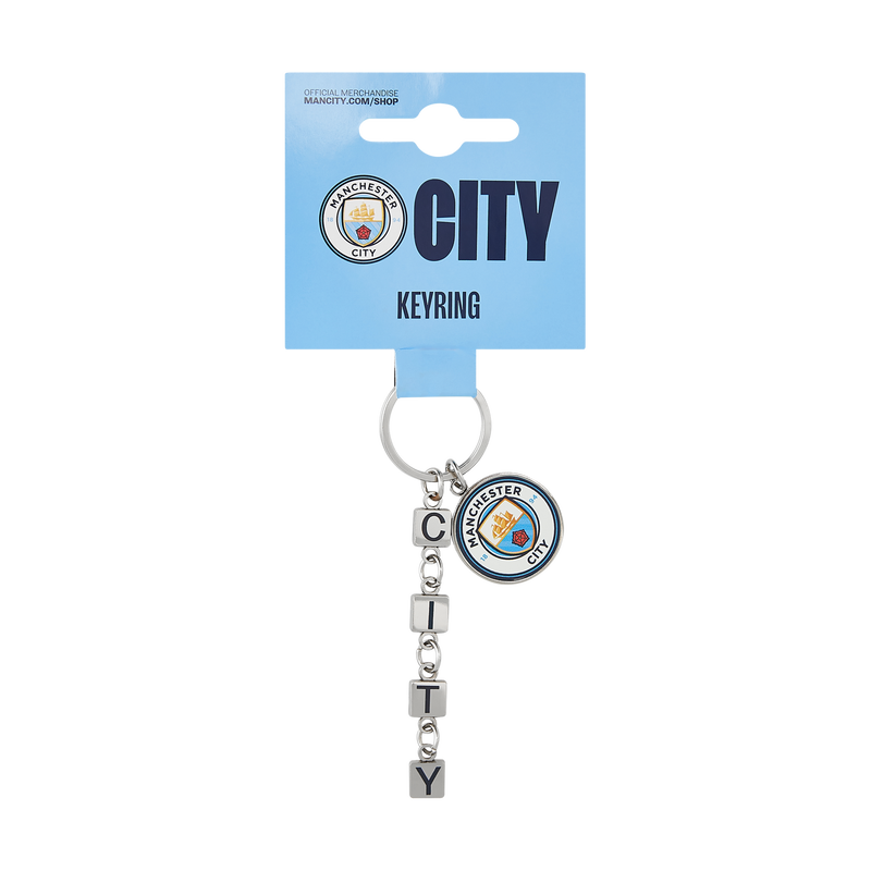 MCFC FW CREST CHARM KEYRING - silver