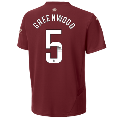 Kids' Manchester City Third Jersey 2024/25 With GREENWOOD 5 Printing
