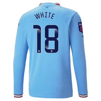 Manchester City Home Jersey 22/23 Long Sleeve with WHITE 18 printing