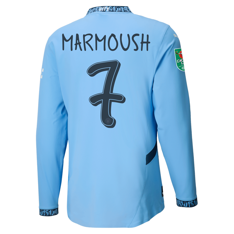 Manchester City Authentic Home Jersey 2024/25 Long Sleeve With MARMOUSH 7  Printing