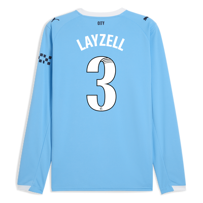 Manchester City Home Jersey 2025/26 Long Sleeve With LAYZELL 3 Printing