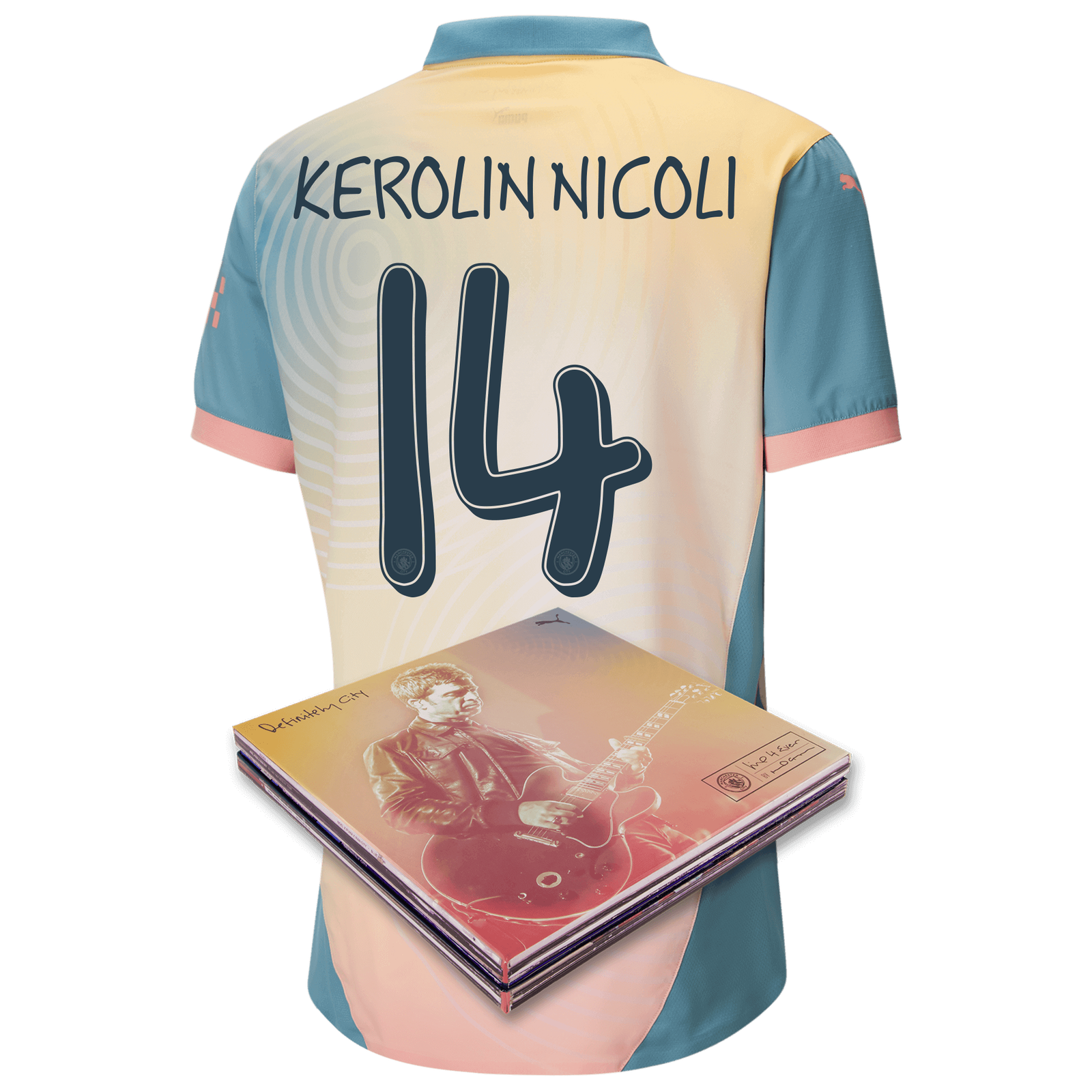 Manchester City Authentic 'Definitely City' Jersey 2024/25 With KEROLIN  NICOLI 14 printing in Collector's Box
