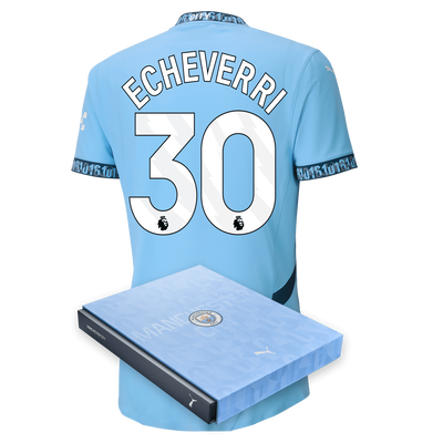 Maglia ufficiale Manchester City Home 2024/25 in confezione regalo.