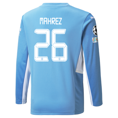 Manchester City Home Longsleeve Shirt 21/22 with Riyad Mahrez printing
