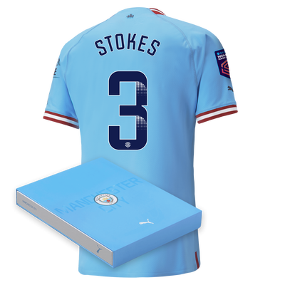 Maillot Authentique Manchester City Domicile 2022/23 avec flocage STOKES dans une boîte cadeau